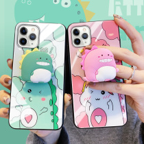 Cartoon Dinosaur Apple 11pro Mobile Phone Shell iPhone8plus Tempered Glass 6sp Lovers Section 7plus Protective Sleeve Silicone Xr Xsmax Female 8 Little Clear New Chaos