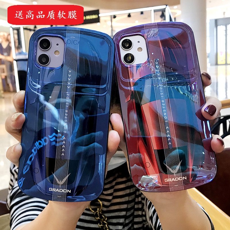 Blu-ray sports car iphone11 mobile phone protective shell oval Apple 11pro soft silicone i11 shell personality creative new 11promax all-inclusive anti-fall curved protective sleeve trendy men's models
