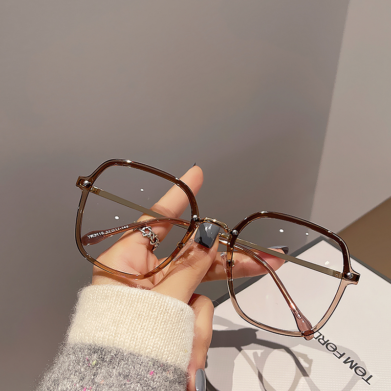 Hong Kong style ~ (light luxury) Czidd Khocy big face glasses frame can be equipped with myopia square non-degree anti-blue light