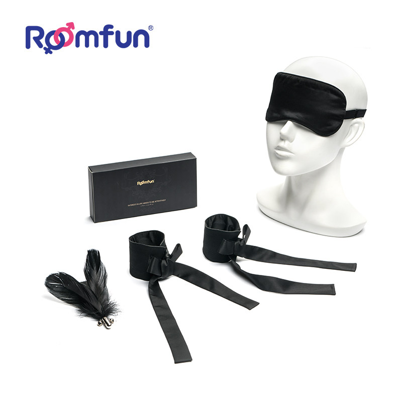 roomfun sex toys feather teaser stick sexy flirting blindfold handcuffs tied belly belt SM props