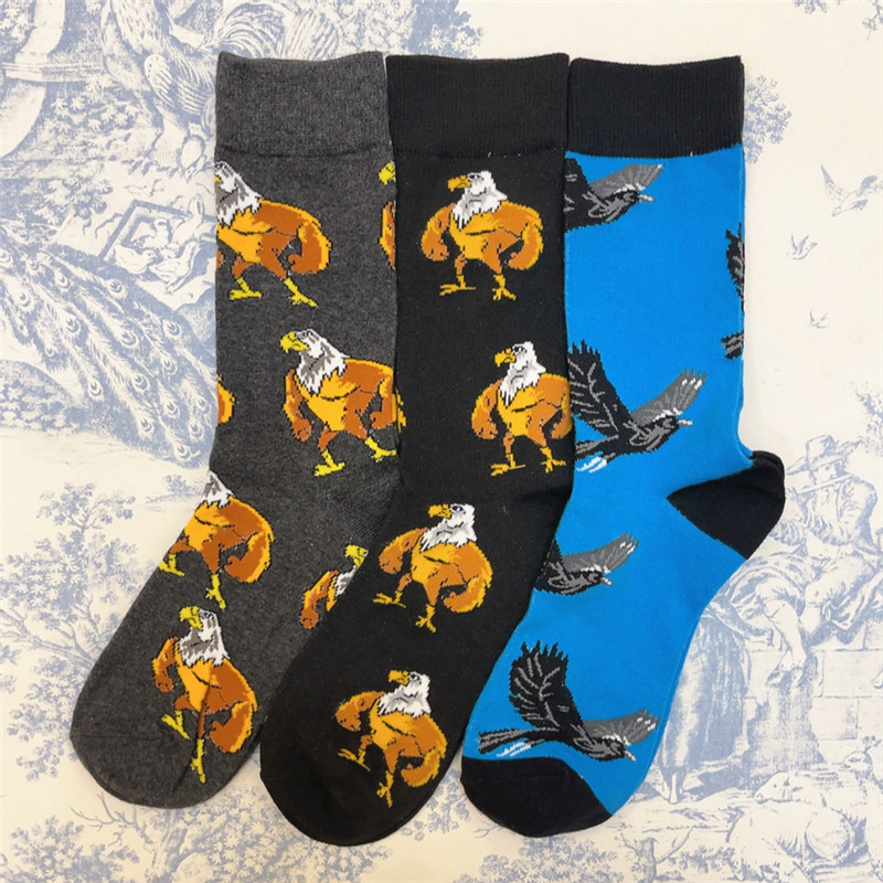 Quirky Cartoon Eagle Socks, Raptor Muscle-Filled Mid-Calf Cotton Socks, Eagle Design, Flying Eagle, Vulture Eagle