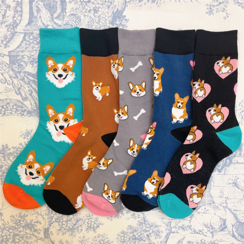 Cute Cartoon Small Dog Socks for Adults with Short Legs, Fashionable and Creative Mid-Calf Socks with Adorable Pets