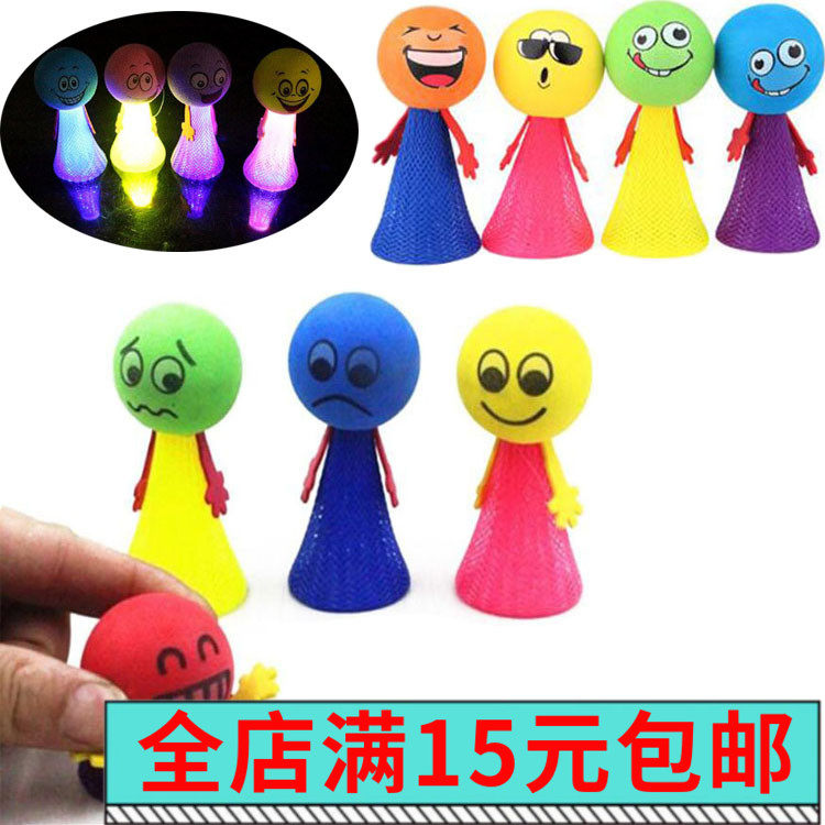 Children Novelty Whole People Big Numbers Shining Bounce Genie Small People Expression Dolls Kindergarten Gift Items Toy Wholesale