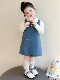 Baby Girl Skirt Set 2026 Spring and Autumn Style Long-Sleeve Doll Collar Top and Denim Skirt Set Stylish Two-Piece Set