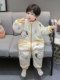 Children's One-Piece Pajamas for Autumn and Winter, Thickened Flannel, One-Year-Old Baby Sleeping Bag, Boys' Coral Fleece Anti-Kick Blanket