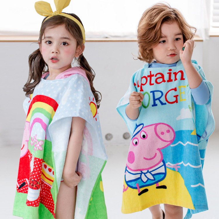 2020 children's baby warm social pig beach bath towel cloak water absorbent towel swimming against cool and cute cape cartoon