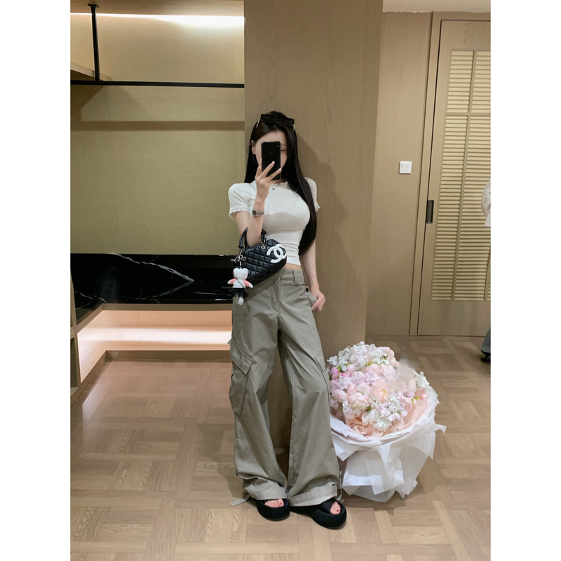 Chen Liuliu's High-End Cargo Pants, American-Style Lazy Functional Loose Multi-Pocket Casual Cargo Pants
