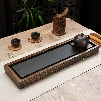 The whole piece of chicken wing Wood tea tray in response to the Black Stone solid wood plate Tea Sea tea table drainage simple household tea tray