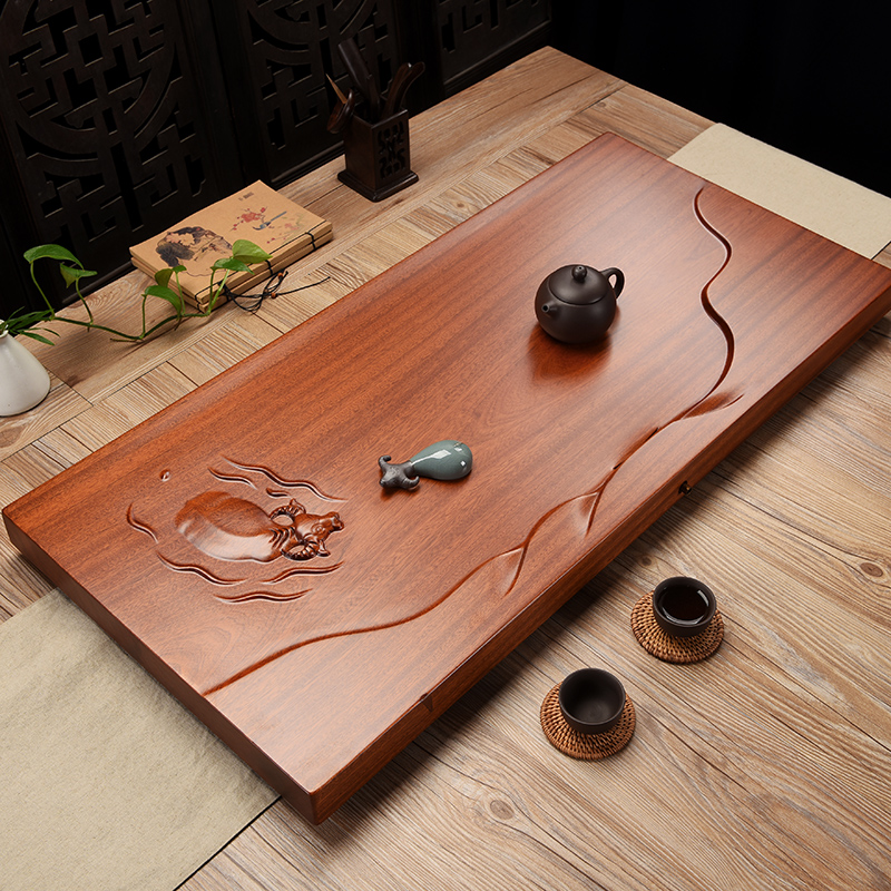 Whole Blossom Pear Wood Tea Tray Home Twist Dry Kun Solid Wood Tea Sea Drainage Large Tea Table Modern Minima Living Room