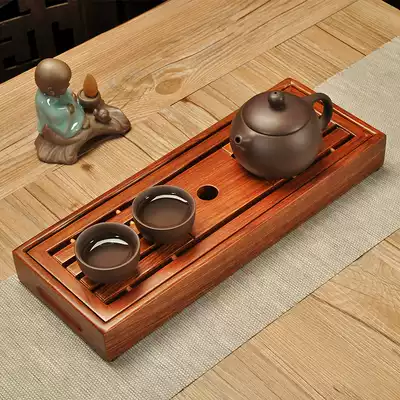 Rosewood small tea tray Solid wood water storage type dry brewing table tea sea rectangular tea table tray Purple sand travel tea set