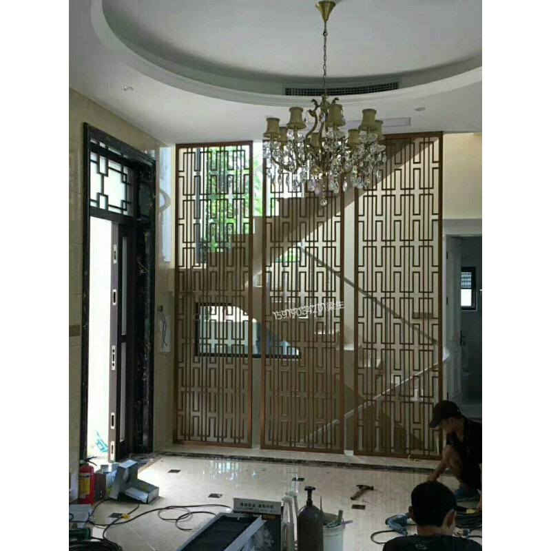 Metal Stainless Steel Screen Partition XUAN GUAN BASE SCREEN MODERN BRIEF LIVING ROOM HOTEL ROSE GOLD HOLLOWED-OUT NEW PRODUCT CUSTOMIZATION