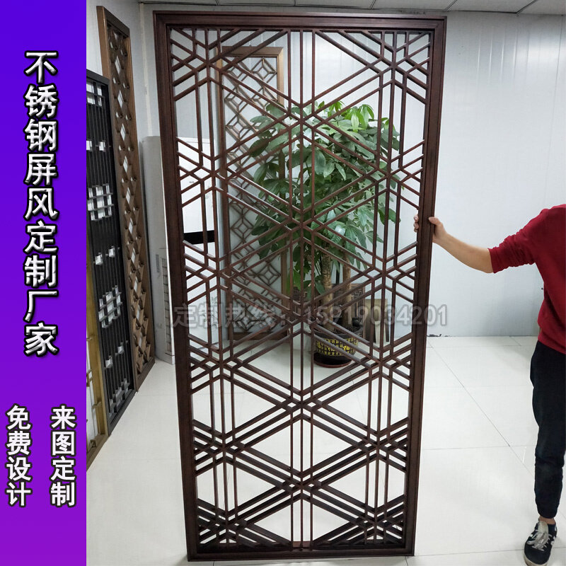 Hotel Au Style Titanium Alloy Hollowed-out Stainless Steel Screen Partition Light Lavish Living Room Genguan Rose Gold Flower Custom