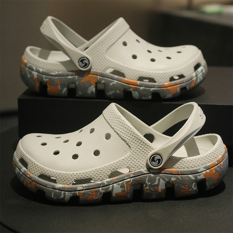 Men's Summer Camouflage Non-Slip Thickened Sandals and Slippers, Breathable Soft-Soled Outdoor Clogs, Beach Shoes