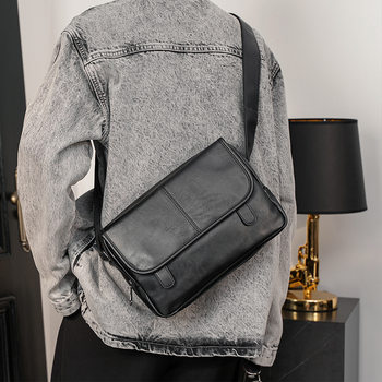 New retro men's shoulder bag, trendy fashion backpack, korean style casual men's bag, motorcycle bag, school bag, trendy