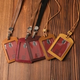 Комплект, картхолдер, ремешок, бейджик, высококлассный чехол для проездного, прозрачный защитный чехол, из натуральной кожи