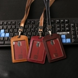 Комплект, картхолдер, ремешок, бейджик, высококлассный чехол для проездного, прозрачный защитный чехол, из натуральной кожи