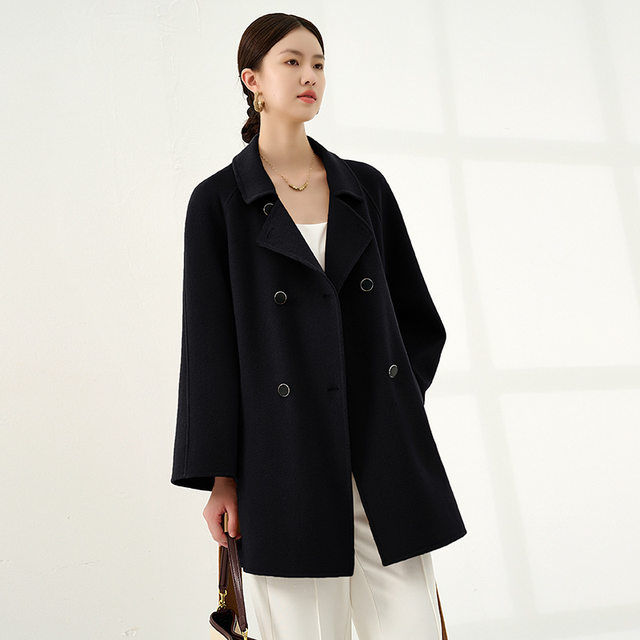 ຊັ້ນສູງຂອງແທ້ 100% cashmere cape hand-stitched double-sided cashmere coat for women ຂະຫນາດນ້ອຍມີຂົນຂົນສັດມີກິ່ນຫອມ 101801