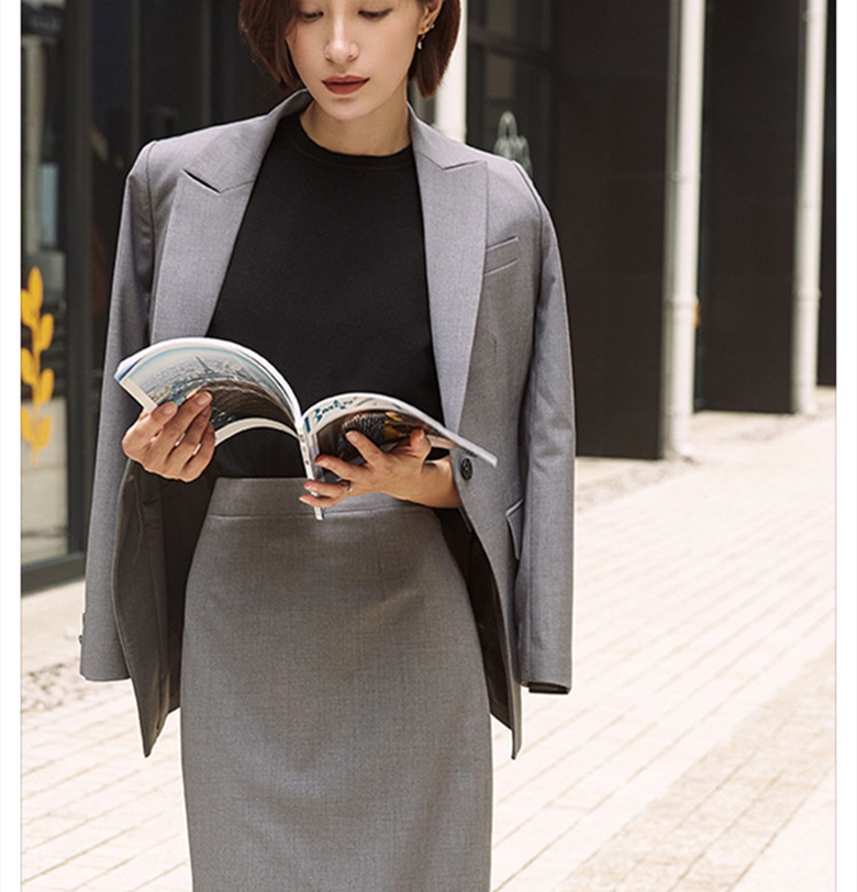 Spring summer professional suit temperament goddess fashion gray suit set skirt high-end light luxury workwear suit suit skirt