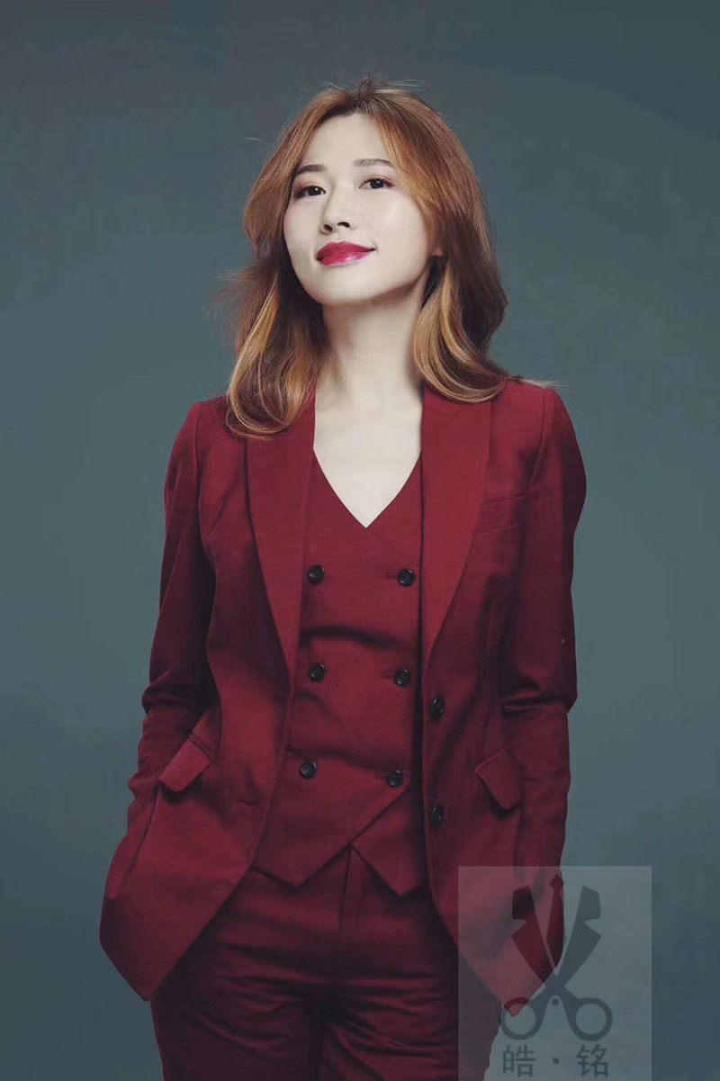 New Light Lavish High-end Wine Red Suit Fashion Elite Goddess Temperament Event Host Suit Vest Suit