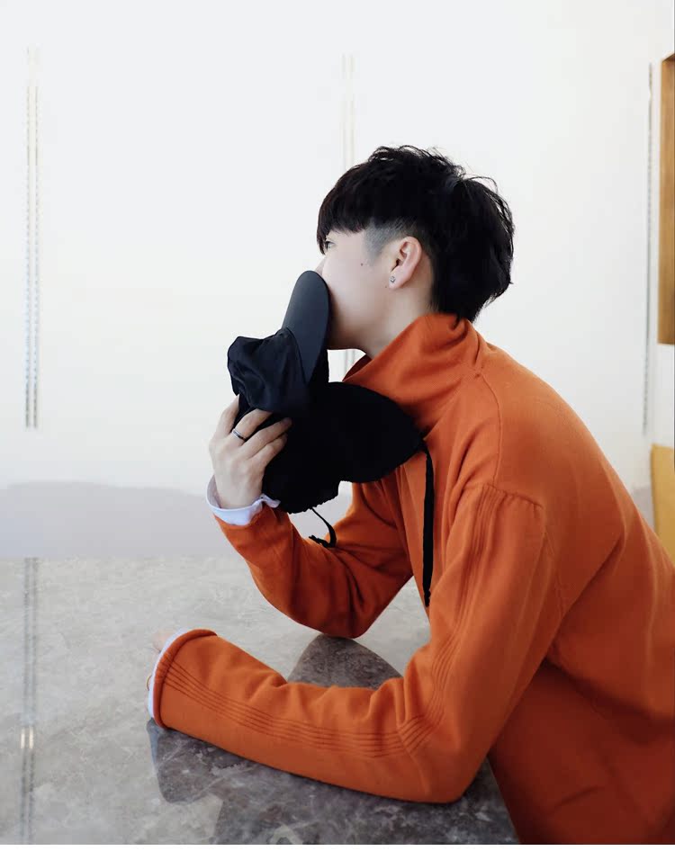 WENGNA 18 mùa thu và mùa đông mới áo len màu rắn áo len nam đầu áo len lỏng cổ cao chạm đáy áo quần áo thời trang