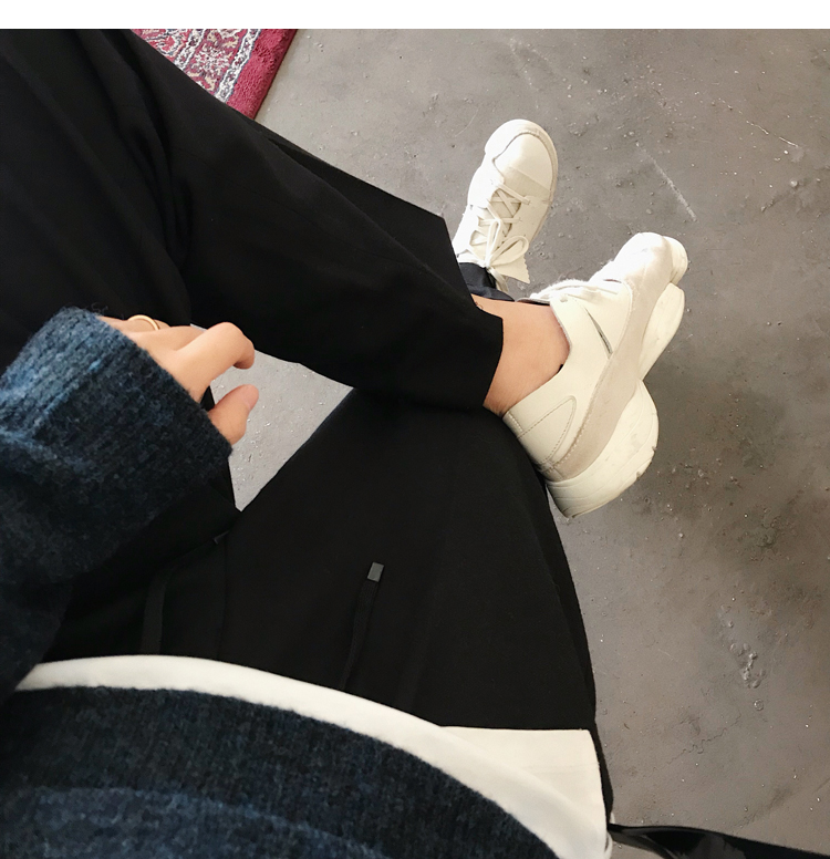 WENGNA 18 mùa thu và mùa đông quần thường xuyên thẳng chín điểm trước khi ngắn ngắn chất liệu dài lỏng lẻo quần chic chic quần kaki túi hộp