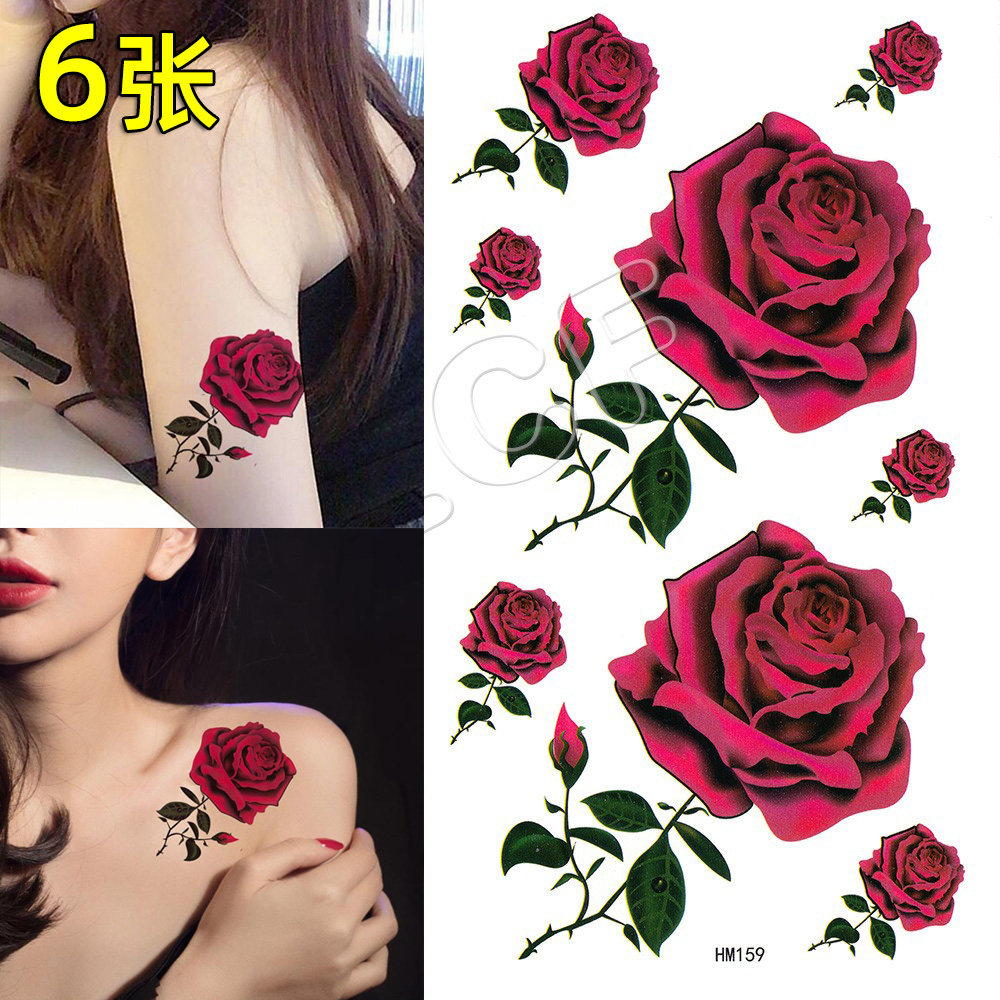 Big red rose tattoo sticker tattoo female mode bowel arm sexy anti-sweat shade tattoo tattoo sticker