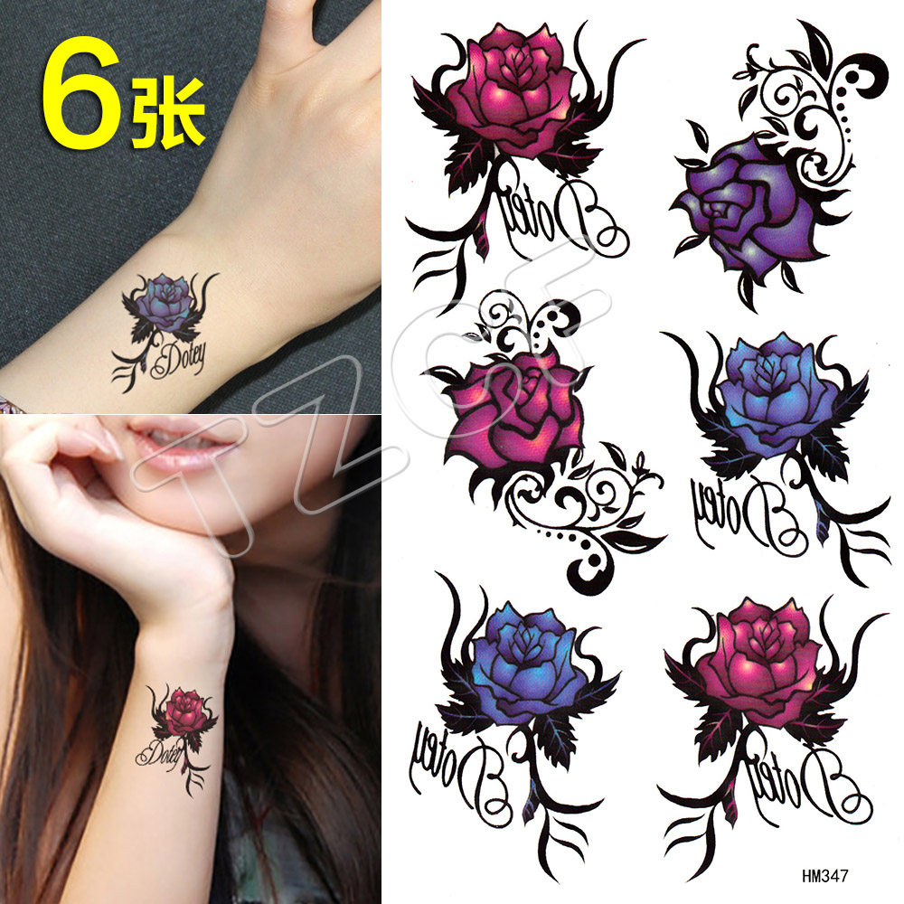 2021 new small rose tattoo sticker waterproof female models sweat-proof long-lasting personality cover scars cover scars tattoo stickers