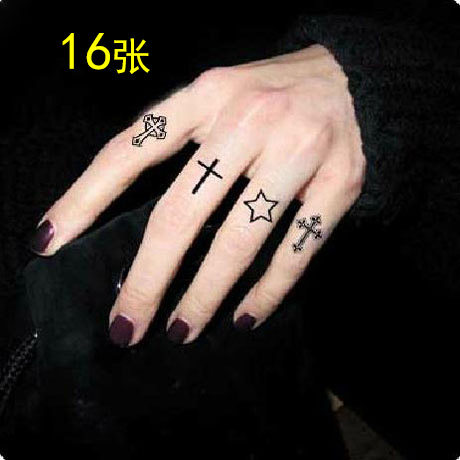 New tattoo stick cross finger waterproof men and women lasting realistic tattoo sticker personality dark system