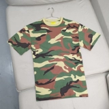 Летняя хлопковая приятная телу камуфляжная футболка с коротким рукавом, круглый воротник