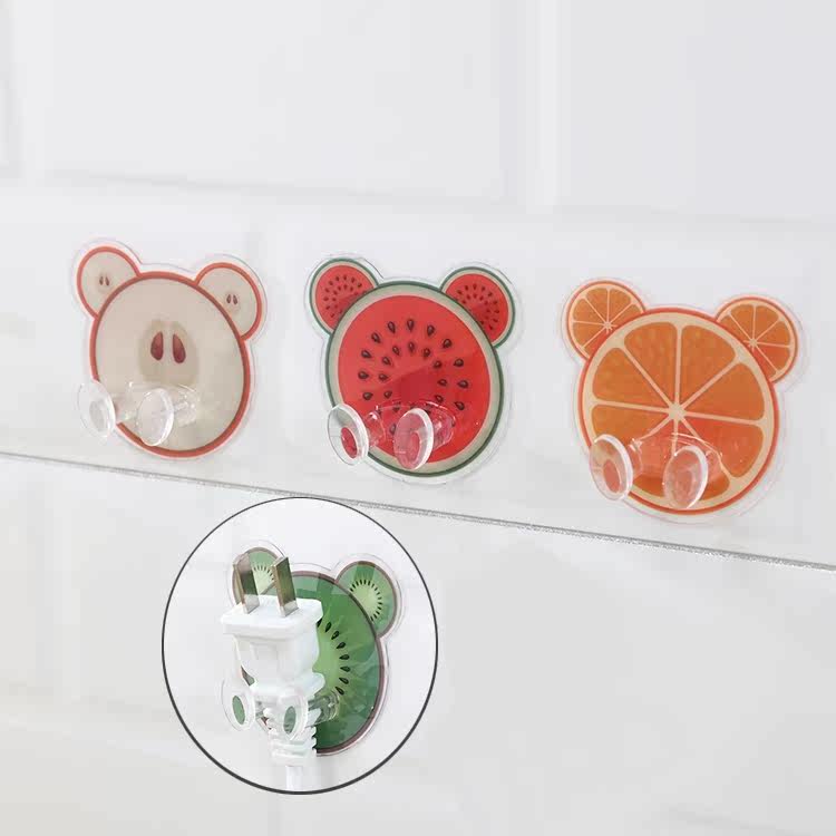 Kitchen wire paste type wall hanging storage free punching strong socket no trace sticky hook creative power plug hook