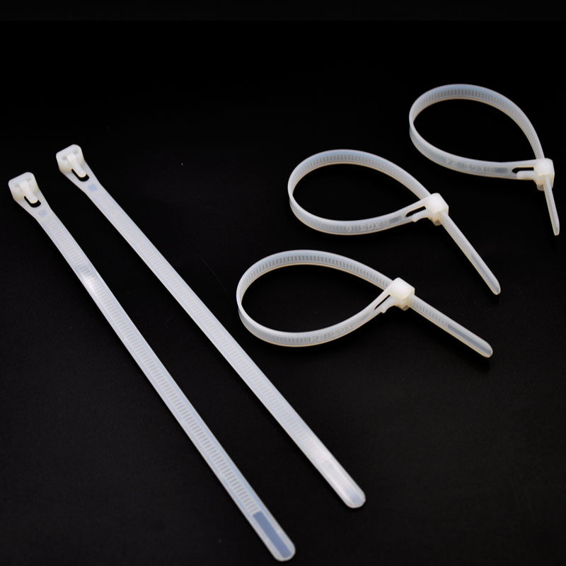 Removable Nylon Cable Ties Reusable Black 100 Packs White