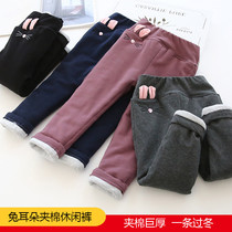 Childrens cotton trousers winter thickened three-layer high waist belly cotton trousers girls baby warm cotton trousers winter clothes new