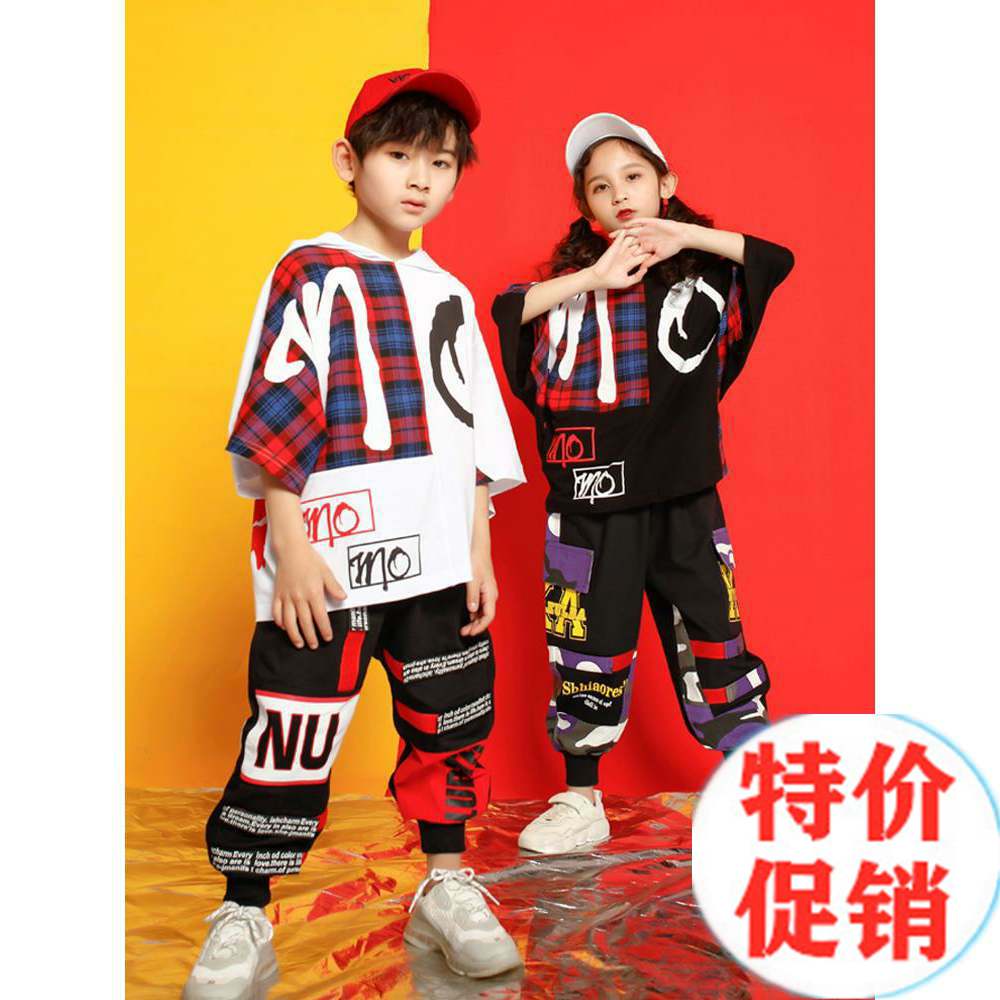 Summer Boys Street Dance Dress Lax Clothes for Children Hiphop Clothes Show Children Hip Hop Personality Set
