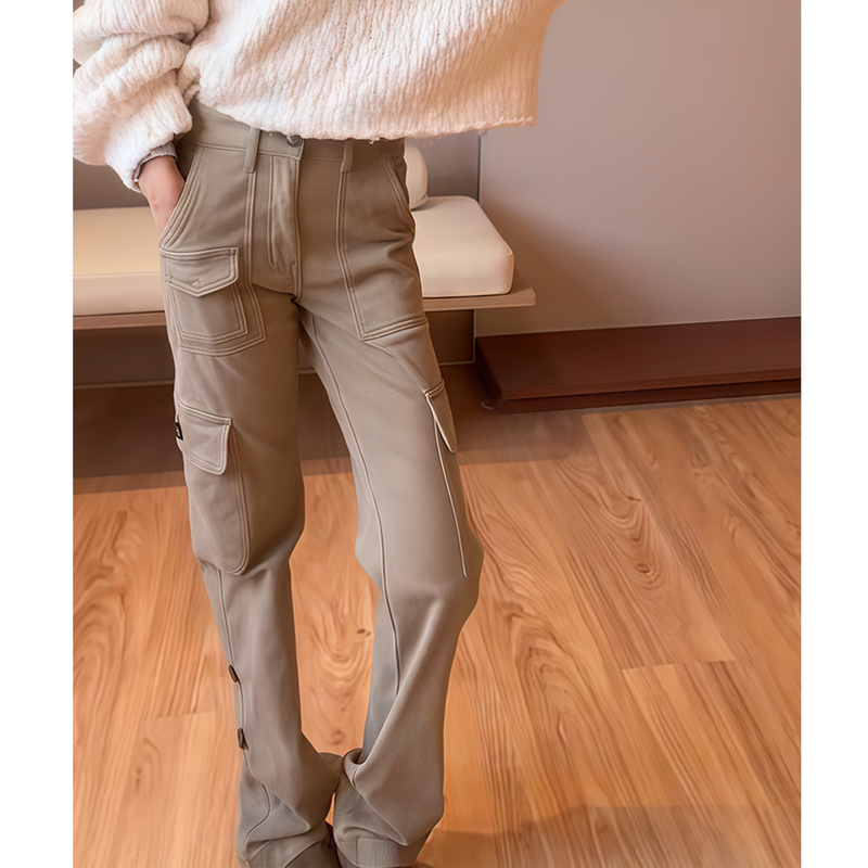 Hdd- "Straight Leg Formula" Cotton Women's Custom-Dyed Slim-Fit Design American-Style Workwear Casual Pants Y3577