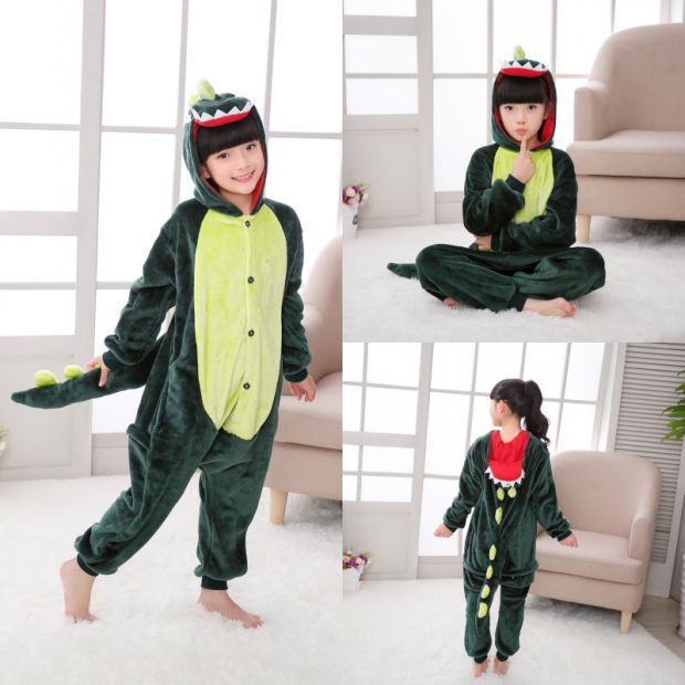 Trẻ em mùa thu và mùa đông phim hoạt hình động vật đồ ngủ một mảnh siêu nhân người nhện và cô gái flannel nhà vệ sinh dài tay áo khoác liền quần hình thú