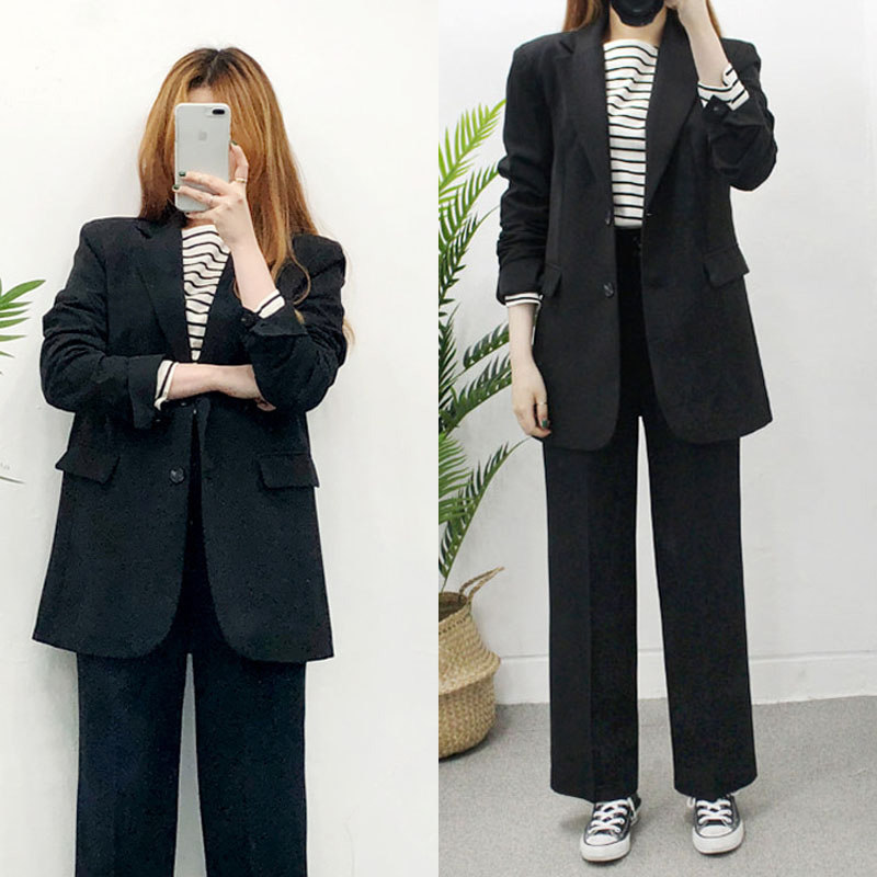 2022 Chinese New Year Korean version loose fashion formal suit college student interview professional suit two-piece suit feminine temperament