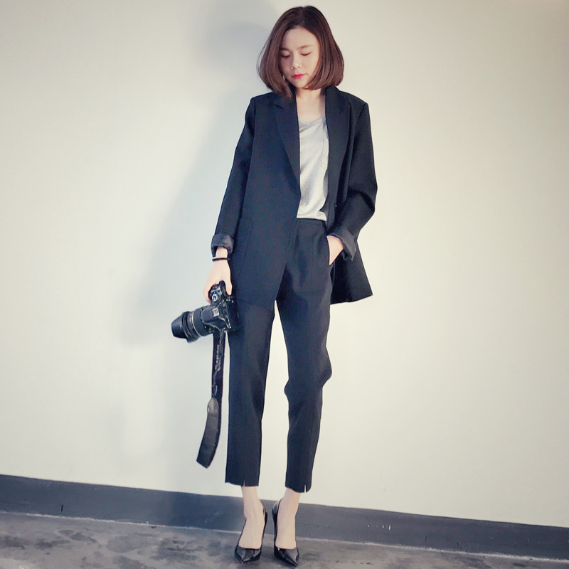 Suit Suit Woman 2022 Chun Han Edition Loose Professional Casual Temperament in Long version Western suit is fitting jacket Two sets
