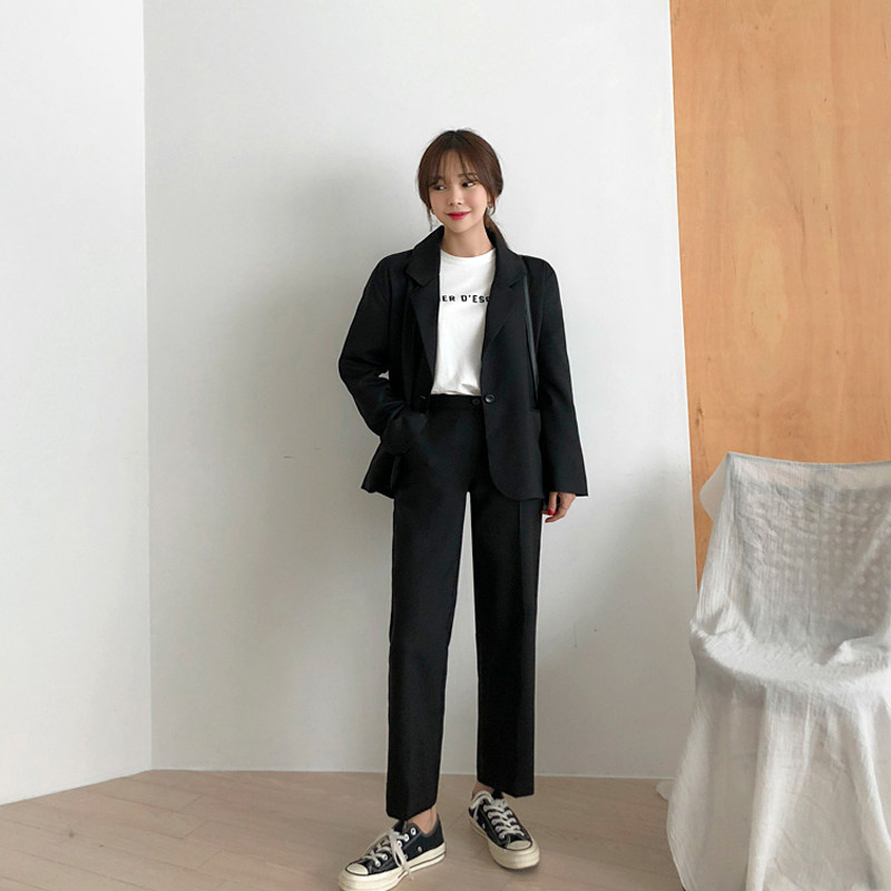 2022 Spring Autumn Temperament Casual Suits Suit Women Han Edition Students Little Sub easy interview Little West suit Two sets