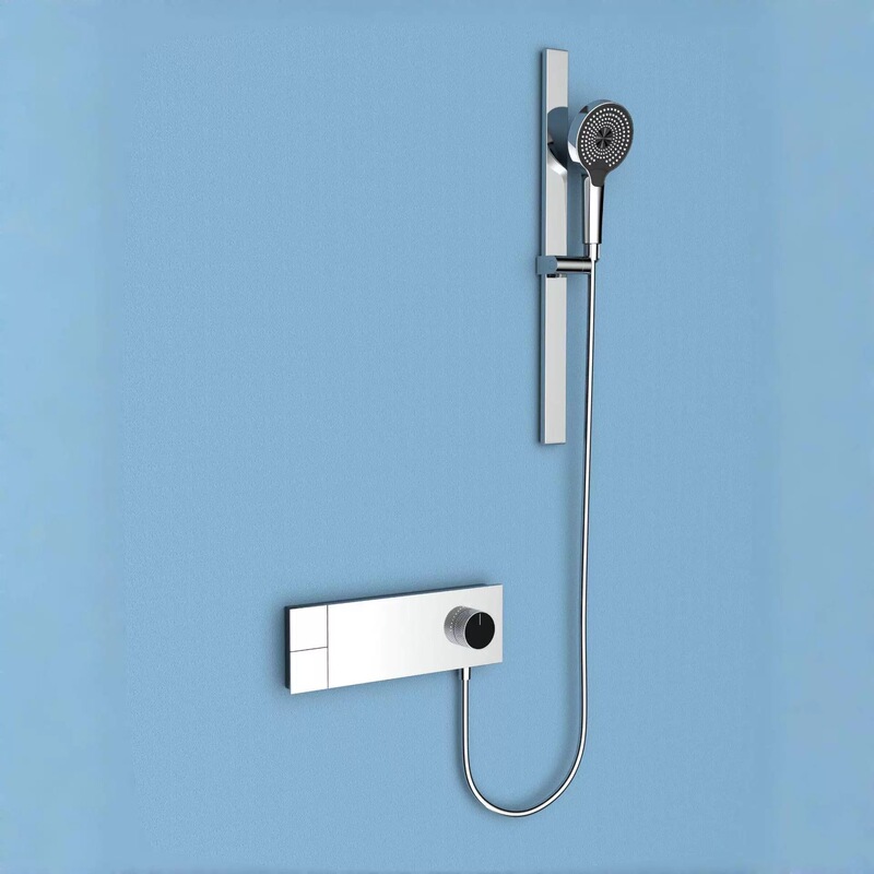 Italian Ultra-Thin Shower Set, All-Copper Bathroom Hot and Cold Water Mixing Valve, Simple Lift Rod Faucet