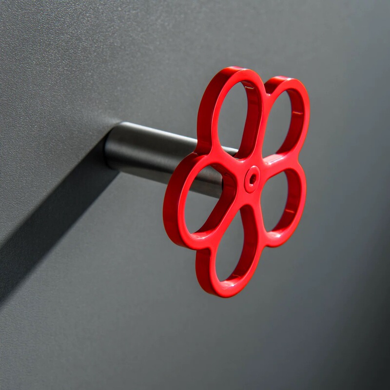 Italian Little Red Flower Hotel Coat Hook Behind the Door, Single Coat Hook for Entryway, Brushed Nickel Towel and Backpack Hook, Punch-Free Coat and Hat Hook