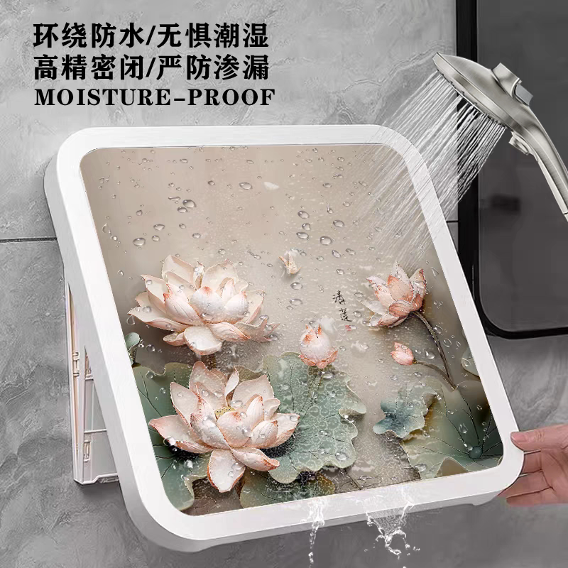 Lotus Bathroom Mural Storage Box, No-Drill Bathroom Organizer for Storing Clothes, Waterproof Toilet Shelf