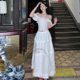 French style first love one-shoulder pure desire top Ouyang Nana's same style A-line skirt solid color slimming two-piece set