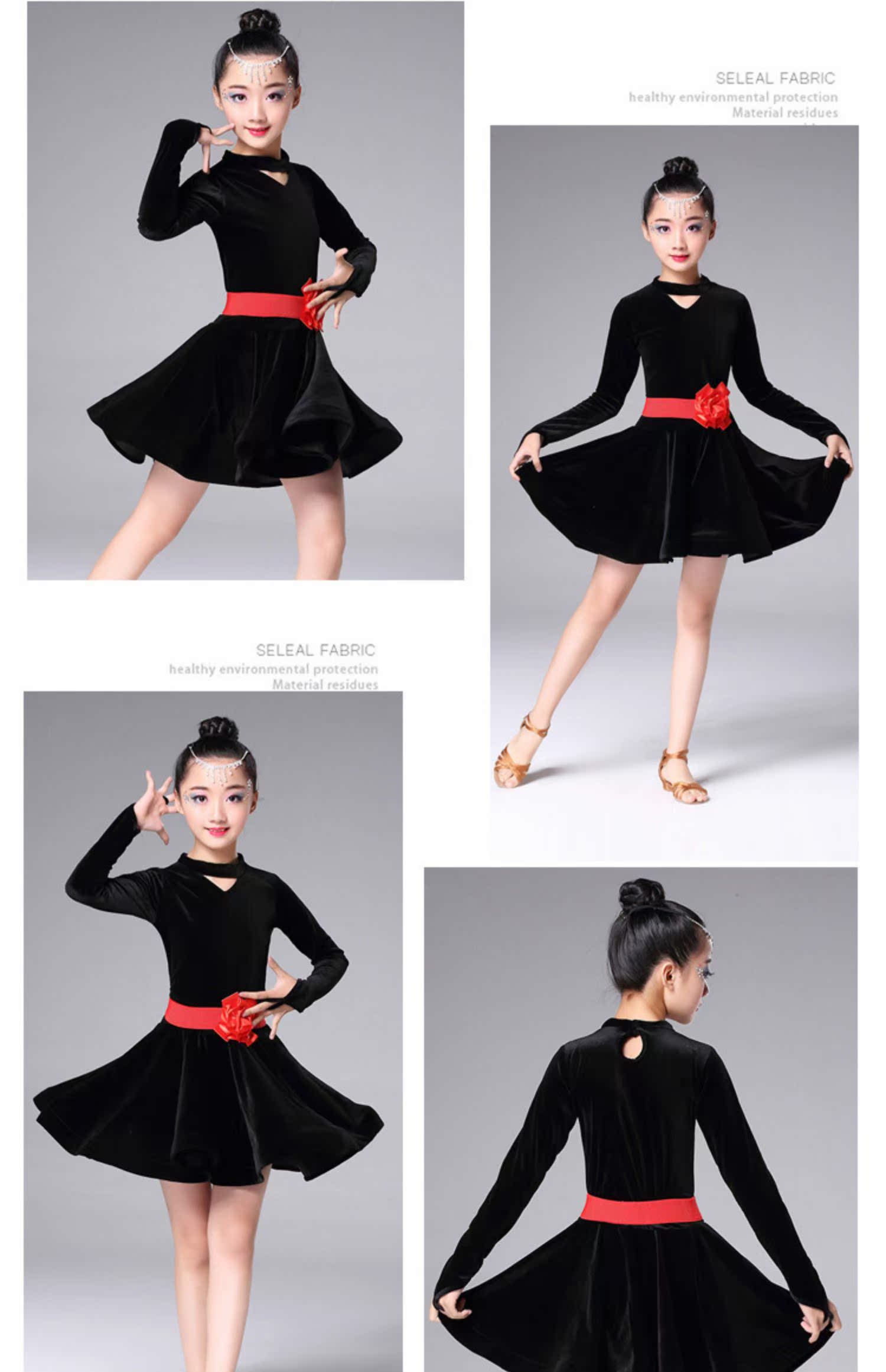 Trẻ em mới váy khiêu vũ Latin cô gái nhảy quần áo trẻ em Latin nhảy thực hành trang phục cô gái mùa thu và mùa đông tay áo dài shop quần áo trẻ em đẹp