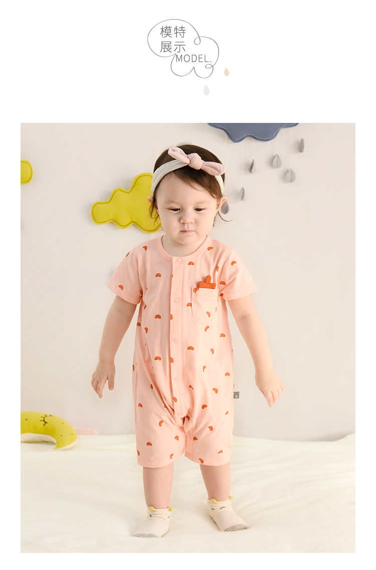 Quần áo trẻ em mùa hè mỏng nam và nữ Babyiesies tay áo ngắn dễ thương màu đỏ sơ sinh ra khỏi quần áo cotton - Áo liền quần áo liền quần lót lông cho bé