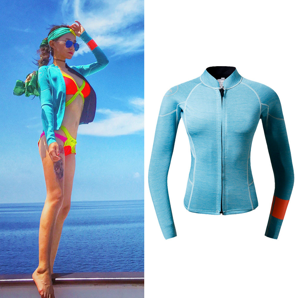 2mm thickened diving suit for men and women surf jacket two-piece long sleeve blouse floating diving jellyfish sunscreen waterstar