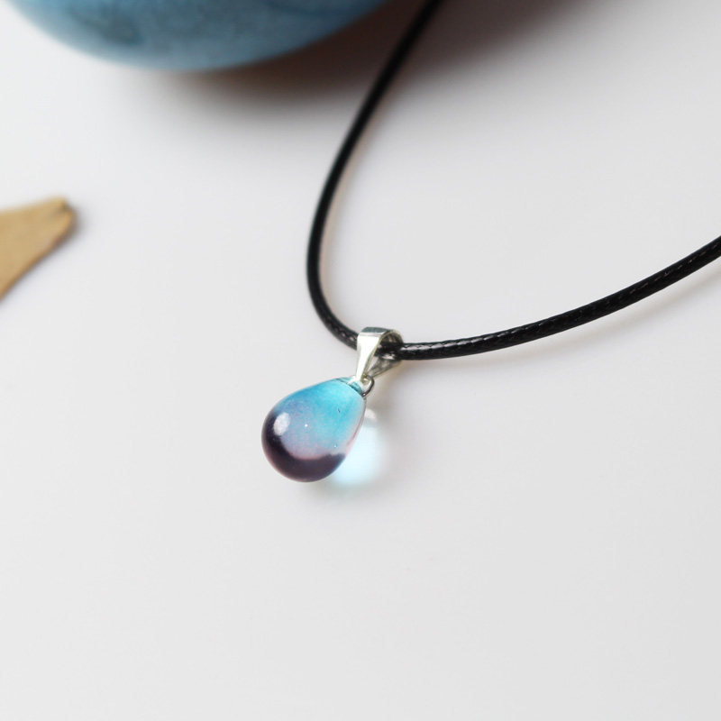 Years stay decorated with pure silver necklace S925 silver Czech double colored glazed man fish tears little fresher accessories