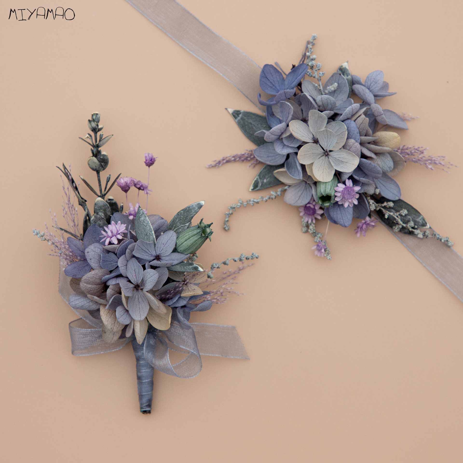 Gray blue purple gray groom bras bridal bride bride wrist flower real flower life flower marriage brooch