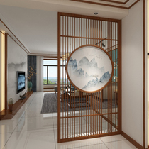 Custom screen partition wall living room entrance hall simple modern decoration Chinese office solid wood grille