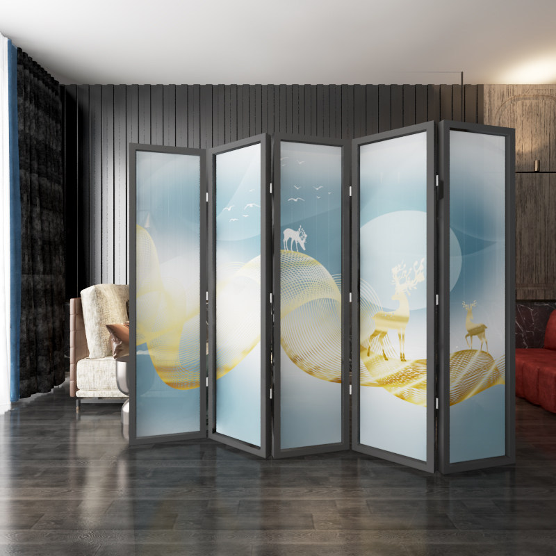 European net red screen folding mobile custom solid wood partition wall Living room Simple modern occlusion Bedroom office