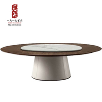 New Chinese Hotel Electric Roundtable 15 20 person Club Hotel Box Marble Table and Chair Solid Wood